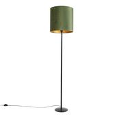 Lampy stojące - QAZQA Lampa podłogowa vintage czarna z zielono-złotym kloszem 40cm - Simplo 98100 - miniaturka - grafika 1
