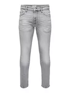 Spodenki męskie - ONLY & SONS Męskie spodnie jeansowe, Jasnoszary denim, 29W / 34L - miniaturka - grafika 1