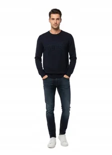 GUESS SWETER MĘSKI CZARNY Z OKRĄGŁYM DEKOLTEM I LOGO S GNA - Swetry męskie - miniaturka - grafika 1