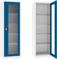 Meble i wyposażenie gabinetów medycznych - NSML.101.9010.5010 szafa lekarska 1-skrzydłowa 1-komorowa biało-niebieska - miniaturka - grafika 1