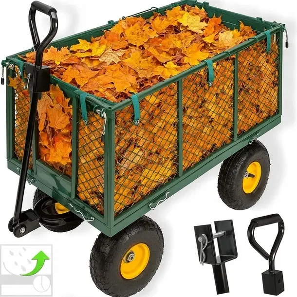 WÓZEK OGRODOWY Transportowy Przyczepka Duży 220L 350kg Burty 41cm +
