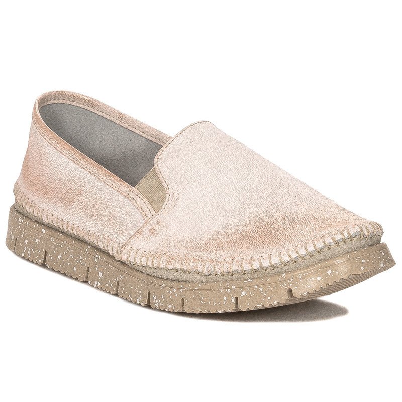 Półbuty Damskie Maciejka Skórzane Jasny Róż Przecierka-38