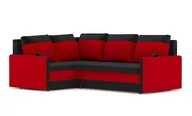 Narożniki - Prosty narożnik rozkładany, lewy, Milton II, 225x175x75 cm, czarny, czerwony - miniaturka - grafika 1