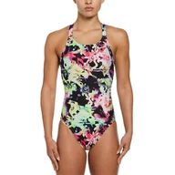 Stroje kąpielowe - Strój pływacki jednoczęściowy damski Nike Hydrastrong Multi Print Fastback - miniaturka - grafika 1