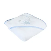 Okrycia kąpielowe dla dzieci - Okrycie z kapturem 100x100 bawełna KSIĘŻYC niebieski - miniaturka - grafika 1