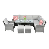 Meble ogrodowe - Narożnik technorattan VENTURA GRAND Dark Grey - miniaturka - grafika 1