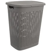 Kosze na bieliznę - Orion Kosz pojemnik łazienkowy na pranie odzież bieliznę z pokrywą 47L SZARY 730544 - miniaturka - grafika 1