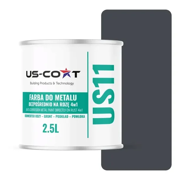 Farba Do Metalu Na Rdzę Blachę Ocynk 4w1 Grafitowy Ral7024 Mat 2,5l