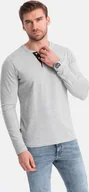 Koszulki męskie - Ombre Męski longsleeve z guzikami przy dekolcie - szary melanż V8 OM-LSCL-0107 S - miniaturka - grafika 1