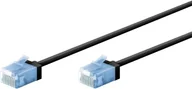 Kable miedziane - goobay 74233 CAT 6A kabel krosowy slim m/ultraelastyczny RJ45 CAT 6A kabel sieciowy U/UTP CU/cienki kabel Ethernet z krótkimi wtyczkami / 10 Gbit/s LSZH, ochrona przed zagięciem/czarny 1 m - miniaturka - grafika 1