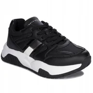 Sneakersy damskie - Tommy Hilfiger Sneakersy damskie na platformie czarne T3A9-33550-X399 r.35 - miniaturka - grafika 1