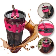 Kubki - Kubek z kolorowego szkła na Kawę Herbatę ze słomką i zamknięciem 400 ML - miniaturka - grafika 1