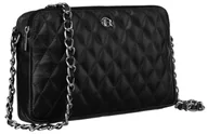 Torebki damskie - Torebka damska skórzana Rovicky pikowana listonoszka kopertówka crossbody, czarny - miniaturka - grafika 1