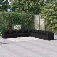 Meble ogrodowe - Lumarko 9-cz. zestaw wypoczynkowy do ogrodu, poduszki, czarny rattan PE - miniaturka - grafika 1