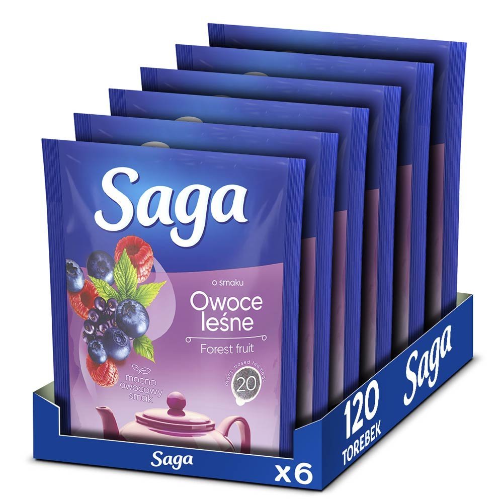 Zestaw Saga Herbata owocowa ekspresowa Owoce leśne 6x20 torebek 204g