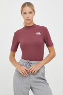 Koszulki sportowe damskie - The North Face body damskie kolor różowy z półgolfem - miniaturka - grafika 1