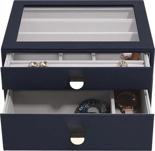 Szkatułka na biżuterię Stackers Pebble classic granatowa z 2 szufladami - Pudełka i szkatułki - miniaturka - grafika 1