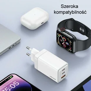 USAMS Ład. siec. 2xUSB-C+1xUSB 65W (only head) GaN PD3.0 +QC3.0 Fast Charging czarny/black Sandru Series CC180TC01 (US-CC180) - Ładowarki do telefonów - miniaturka - grafika 8