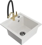 Zlewozmywaki z baterią - Mexen Vito zlewozmywak granitowy 1-komorowy z baterią kuchenną Duo, biały - 6503-20-671701-57-B - miniaturka - grafika 1