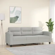 Sofy i kanapy - vidaXL 3-osobowa sofa, jasnoszary, 180 cm, tapicerowana mikrofibrą - miniaturka - grafika 1