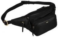 Nerki - Saszetka nerka męska na biodra ze skóry naturalnej PETERSON czarna klasyczna na suwak pojemna i funkcjonalna kieszonki - miniaturka - grafika 1