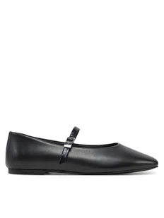 Calvin Klein Baleriny Ballerina New Buckle - Lth HW0HW02483 Czarny - Baleriny - miniaturka - grafika 1