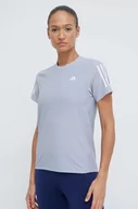 Koszulki sportowe damskie - adidas Performance t-shirt do biegania Own the Run kolor szary - miniaturka - grafika 1