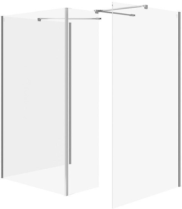 Cersanit kabiny walk-in SET B806: Kabina walk-in MILLE ścianka stała chrom 90x90x90x30x200 S601-193