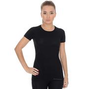 Bielizna sportowa damska - Termoaktywna koszulka damska Brubeck Active Wool SS11700 black - XL - miniaturka - grafika 1