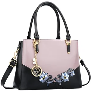 KKXIU K-5773e portfel damski z wieloma kieszeniami torebka, D-czarny fioletowy kwiat, m - Portfele - miniaturka - grafika 1