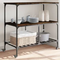 Wózki kuchenne - Wózek kuchenny dąb wędzony 100x50x95 cm materiał drewnopochodny - miniaturka - grafika 1