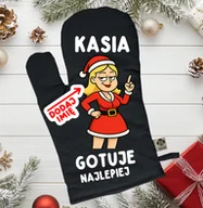 Fartuchy i rękawice kuchenne - Świąteczna rękawica kuchenna z imieniem na prezent pod choinkę z blondynką - miniaturka - grafika 1