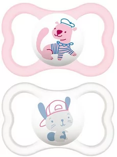 Smoczki dla dzieci Mam Baby Dummy Air 6+ Silicone Pink 2 szt - Smoczki uspokajające - miniaturka - grafika 1