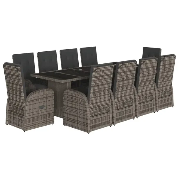 Zestaw mebli ogrodowych szary z rattanem PE, stół 240x90x75 cm, fotel 57x