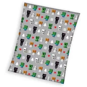 Koce i narzuty dla dzieci - Kocyk świąteczny z miękkiego coralu PUSZYSTY KOC dziecięcy Minecraft szary - miniaturka - grafika 1