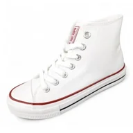 Trampki damskie - Trampki Damskie Big Star NN274276 Białe Wysokie Klasyczne Za Kostkę Buty 37 - miniaturka - grafika 1