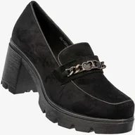Mokasyny damskie - Mokasyny Damskie Buty Na Słupku Loafersy Stylowe Czarne Potocki Czarny 41 - miniaturka - grafika 1