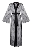 Szlafroki damskie - Hunkemöller Długie kimono z koronką Czarny - miniaturka - grafika 1