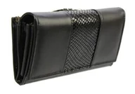 Portfele - Portfel Damski Skórzany PolskaGalanteria Z Wstawką Długi Z Klamrą Na Zewnątrz CZARNY Wzór I D1601-WST - miniaturka - grafika 1