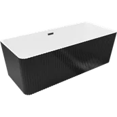 Wanny - Mexen Nila wanna wolnostojąca ryflowana 170 x 75 cm, biała/czarna, przelew czarny - 52841708075-70 - miniaturka - grafika 1