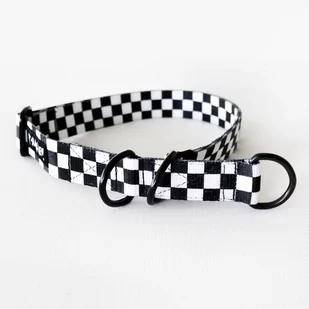 Obroża półzaciskowa Checker szeroka na 2,5 cm, dla średnich i większych psów, czarne dodatki-S/M - Obroże dla psów - miniaturka - grafika 1