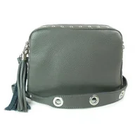 Torebki damskie - Listonoszka frędzelek, kółka ,dzety srebrne okucia Vera Pelle Szara VP1188G - miniaturka - grafika 1