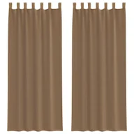 Zasłony - vidaXL Zasłony woalowe z pętelkami 2 szt. Jasnobrązowe 140x260 cm - miniaturka - grafika 1