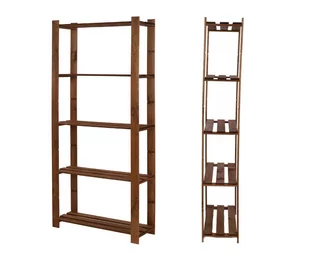 Regał Na Książki Drewniany B18R 170X80X28 5 Półek Brązowy Olejowany Drewno Sosnowe Brązowy B18R_170X080X28_R0F1 / Wamar-Sosenka - Regały - miniaturka - grafika 1
