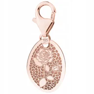 Bransoletki - Zawieszka Pozłacana Blaszka z Kwiatem Róża Roślina Kwiat Kwiatek SREBRO 925 - miniaturka - grafika 1