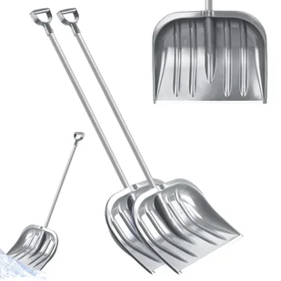 Zestaw łopat do odśnieżania śniegu trzonek aluminiowy srebrna 2szt - Łopaty do śniegu - miniaturka - grafika 1