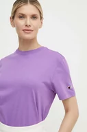 Koszulki sportowe damskie - Champion t-shirt bawełniany damski kolor fioletowy 117207 - miniaturka - grafika 1