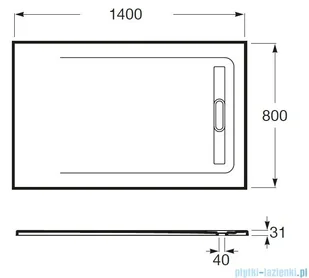 Roca Aquos 140x80cm brodzik prostokątny konglomeratowy beżowy AP60157832001650 | - Brodziki prysznicowe - miniaturka - grafika 3