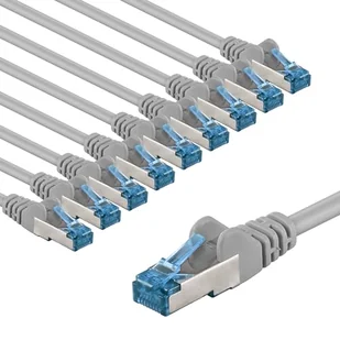 goobay 66024 Kabel sieciowy CAT 6A w zestawie 10 szt. / kabel krosowy ekranowany S/FTP/CU Ethernet, PiMF, LSZH/Cat 6a kabel 10 Gbits/szary / 10 x 2 m - Kable miedziane - miniaturka - grafika 1