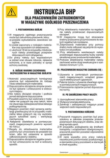 IAE10 INSTRUKCJA BHP DLA PRACOWNIKÓW ZATRUDNIONYCH W MAGAZYNIE OGÓLNEGO PRZEZNACZENIA, FN - FOLIA SAMOPRZYLEPNA; (245X350MM) - Instrukcje stanowiskowe BHP - miniaturka - grafika 1